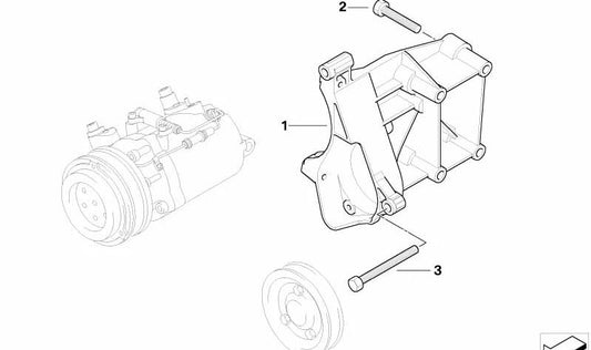 Soporte del compresor de aire acondicionado para BMW E46, E60, E61, E65, E83, E53 (OEM 64557794174). Original BMW