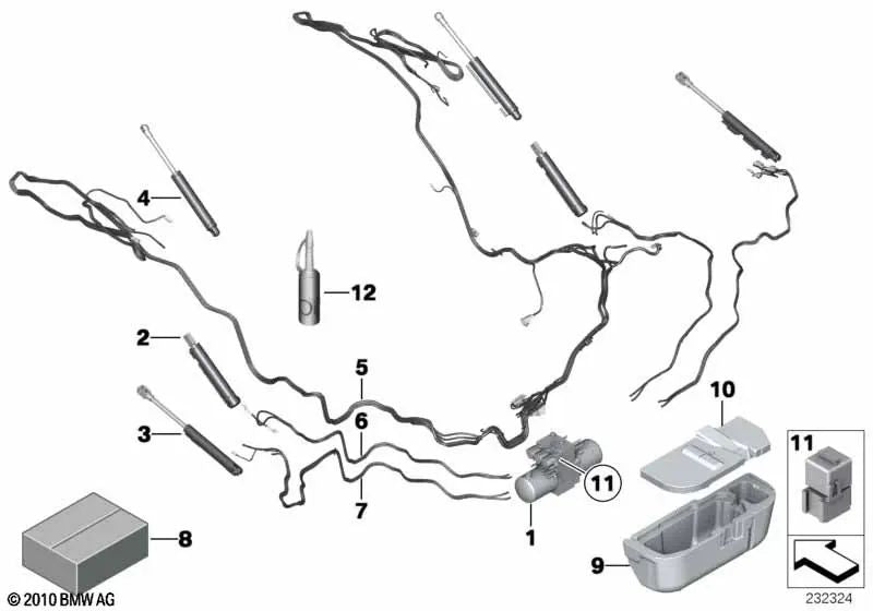 Tubería hidráulica cinemática principal izquierda para BMW Z4 E89 (OEM 54377223327). Original BMW