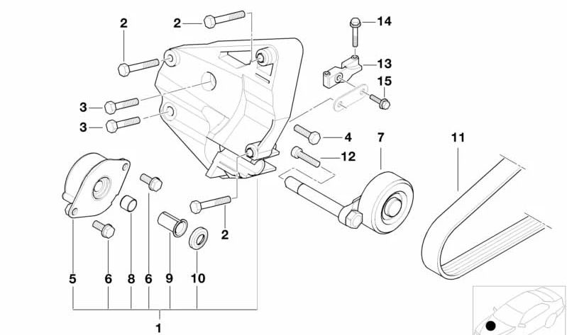 Soporte para compresor de aire acondicionado OEM 64552354035 para BMW E46, E39. Original BMW.