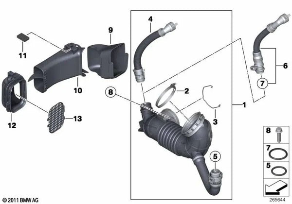 Tubo de aire limpio para BMW Serie 1 F20, F21; Serie 2 F22; Serie 3 F30, F31, F34; Serie 4 F32, F33, F36 (OEM 13717810745). Original BMW