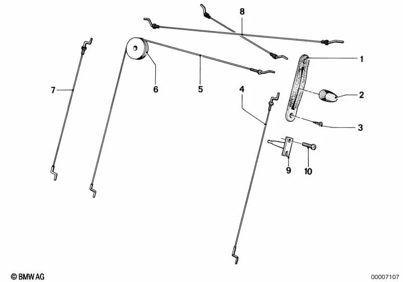 Cable interior para BMW Serie 3 E21, Serie 6 E24 (OEM 52101855303). Original BMW.