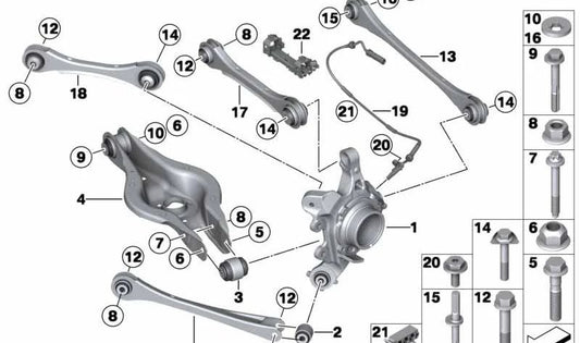 Portarruedas trasero derecho para BMW F34, F34N (OEM 33326798984). Original BMW