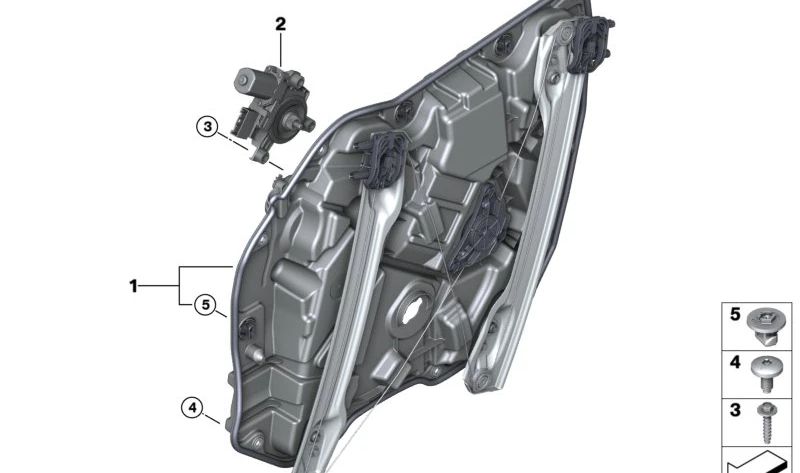 Elevador de ventana sin motor delantero derecho para BMW U06 (OEM 51335A444C2). Original BMW