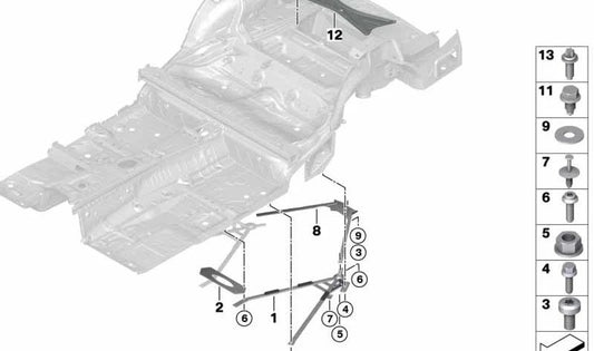 Barra de refuerzo derecha OEM 33322284658 para BMW F83 (M4 Convertible). Original BMW