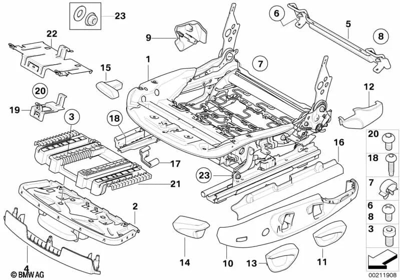 Seat belt fixing cover right for BMW E90, E90N, E91, E91N (OEM 52107157408). Original BMW