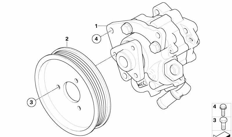 Bomba de dirección asistida para BMW E60, E61N, E63, E64 (OEM 32412282951). Original BMW