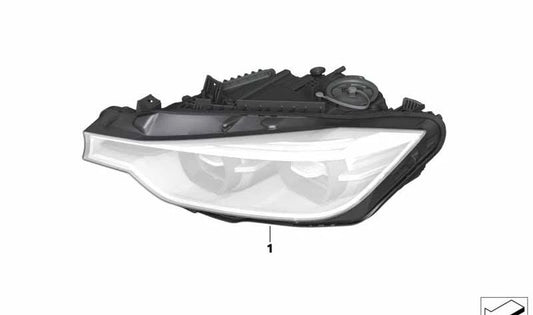 Left LED headlight with adaptive illumination (AHL) OEM 63118492467 for BMW 3 Series (F30, F31, F35). Original BMW.