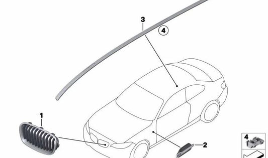 Rejilla Decorativa Delantera Derecha para BMW F20, F21 (OEM 51137262120). Original BMW