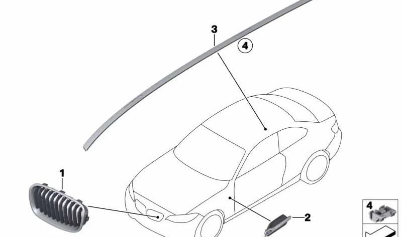 Rejilla decorativa delantera izquierda para BMW Serie 1 F20, F21 (OEM 51137262119). Original BMW