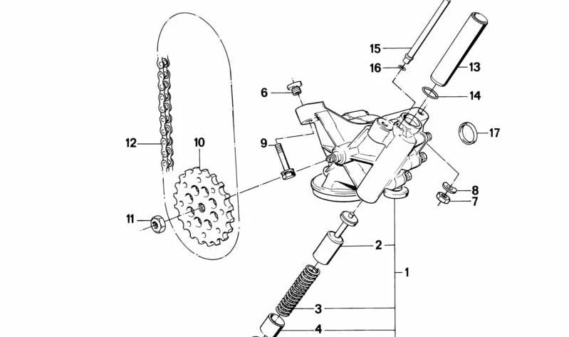 Tubería de aceite OEM 11421288909 para BMW E32, E31. Original BMW