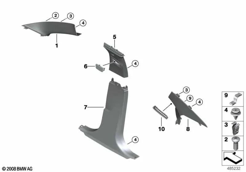 Abrazadera de soporte para moldura para BMW F52, F30, F35, F80, E65, E66, F01, F02, F04 (OEM 51439143451). Original BMW