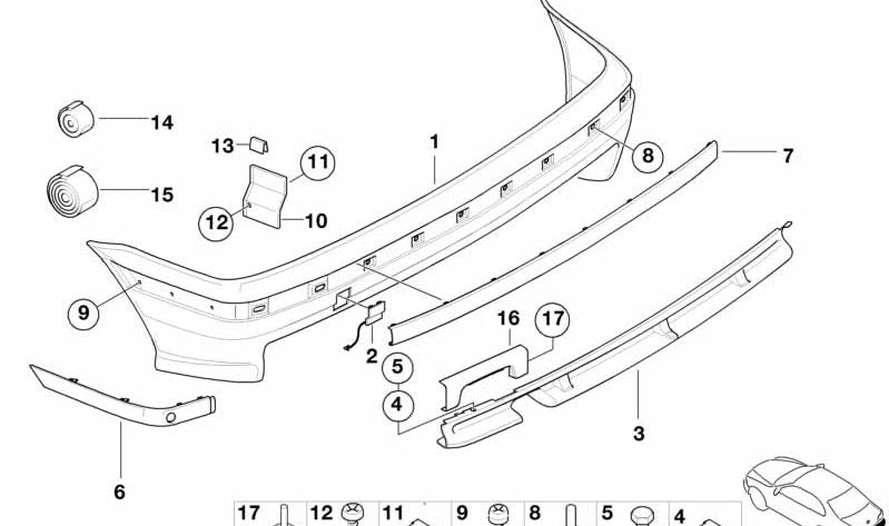 Listón lateral derecho para BMW Serie 3 E36 (OEM 51122265718). Original BMW