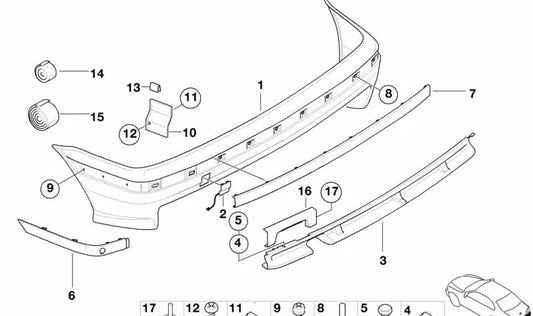 Listón lateral derecho para BMW Serie 3 E36 (OEM 51122265718). Original BMW