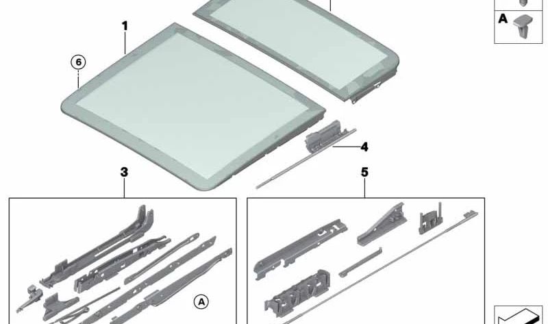 Mecánica cubierta de cristal delantera para BMW Serie 5 E61, X5 E53, E70, F15 (OEM 54137118849). Original BMW