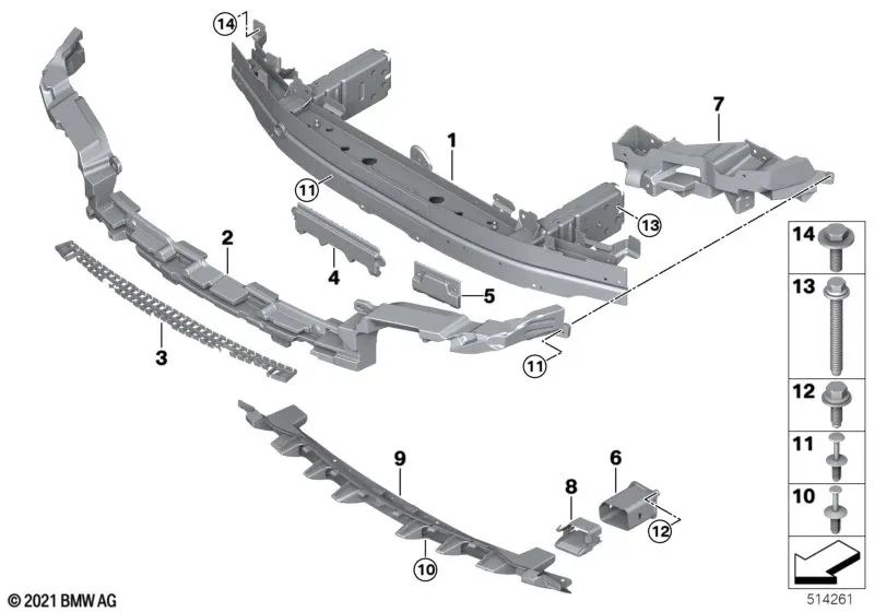 Guía inferior derecha para BMW I20 (OEM 51117933616). Original BMW