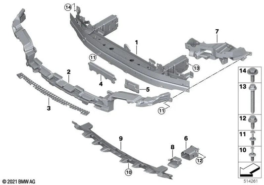 Guía inferior derecha para BMW I20 (OEM 51117933616). Original BMW