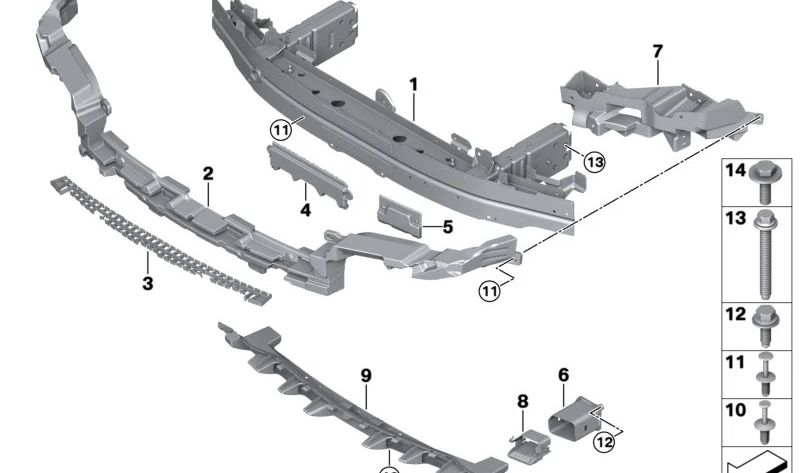 Lower left guide OEM 51117933615 for BMW I20. Original BMW.