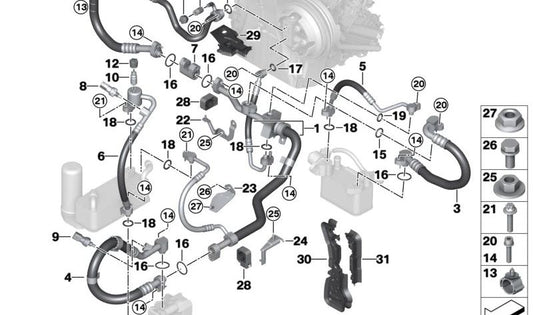 ISA -Schraube für BMW F20N, F21N, F22, F23, F30N, F31N, F34N, F35N, F32, F33, F36 (OEM 07129909416). Original BMW