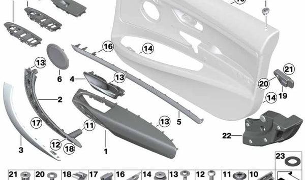 Apoyabrazos de cuero delantero izquierdo OEM 51417324471 para BMW F34. Original BMW.