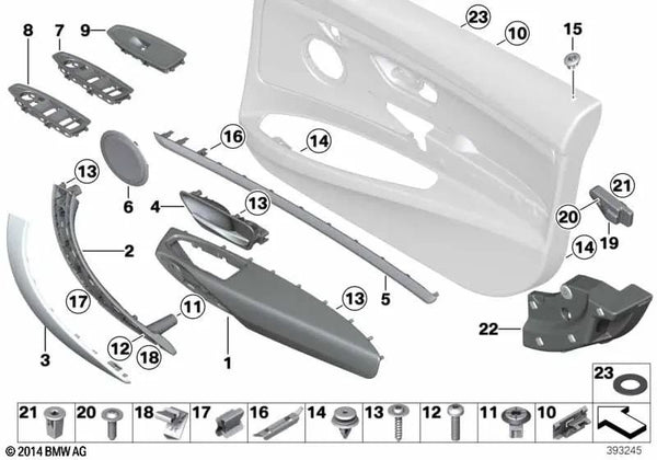 Crashpad puerta delantera derecha para BMW Serie 3 F34, F34N (OEM 51717291328). Original BMW.