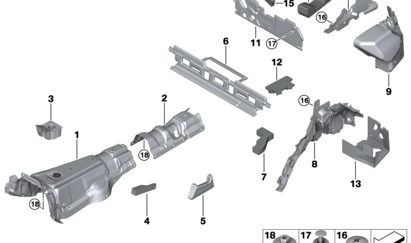 Aislante acústico suelo trasero OEM 51487434348 para BMW F95, G06, F96. Original BMW.