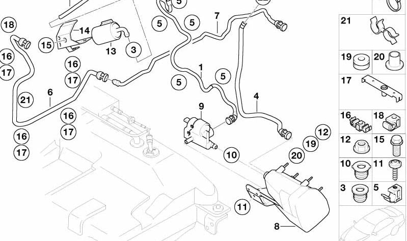 Tubo de ventilação do filtro de ar OEM 16131184572 para BMW Z8 (E52). BMW original