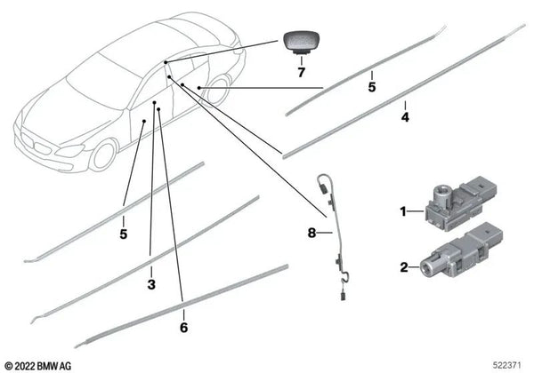 Conductor de luz revestimiento de puerta delantera izquierda para BMW F12, F13 (OEM 63319198587). Original BMW.