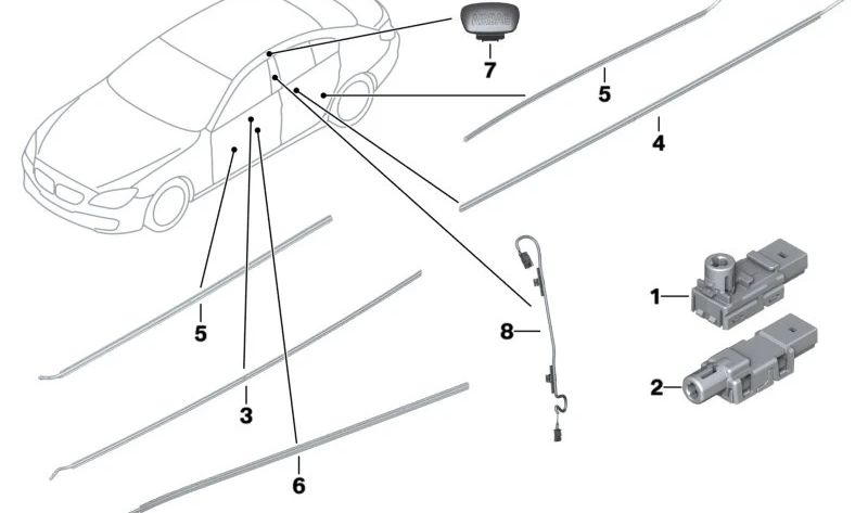 Guía de luz compartimento puerta izquierda para BMW Serie 6 F06, F12, F13, Serie 7 F01, F02, F04 (OEM 63319163717). Original BMW