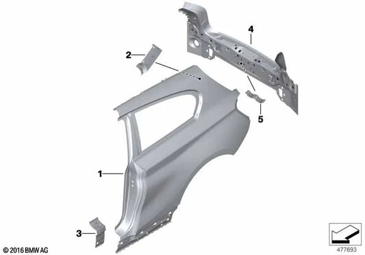 Linke C-Säulen-Verstärkungsplatte für BMW F21, F21N (OEM 41217298187). Original BMW