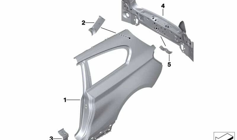 Placa de refuerzo lateral derecha OEM 41217298204 para BMW F21, F20. Original BMW.