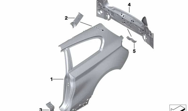 Placa de refuerzo lateral derecha OEM 41217298204 para BMW F21, F20. Original BMW.