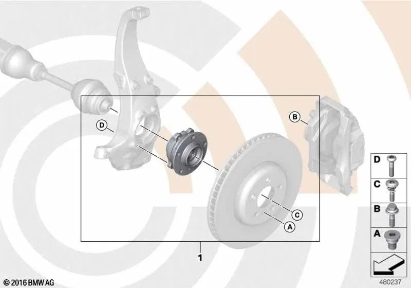 Kit de reparación del cojinete de rueda delantero para BMW F07, F10, F11, F06, F12, F13, F01N, F02N (OEM 31222450656). Original BMW.