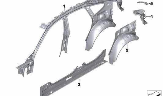 Left inner side member for BMW 4 Series F36, F36N (OEM 41217333891). Original BMW