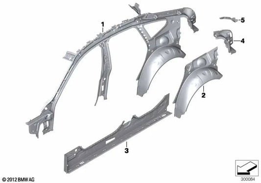 Cubierta del paso de rueda trasera derecha para BMW Serie 4 F36, F36N (OEM 41217333934). Original BMW