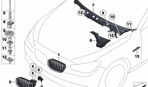 Embellecedor izquierdo para BMW Serie 5 F07N (OEM 51137336643). Original BMW