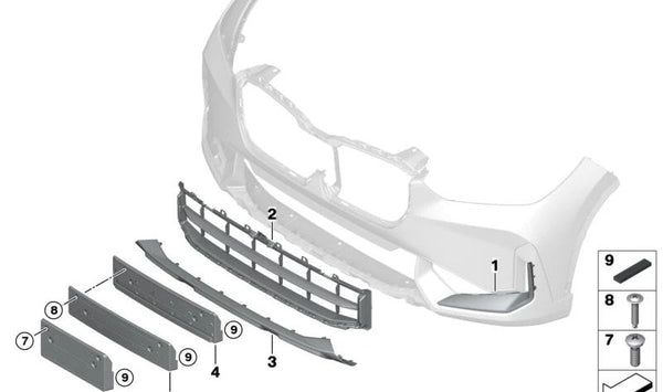 Soporte de matrícula delantero para BMW X1 U11, U12 (OEM 51139883586). Original BMW