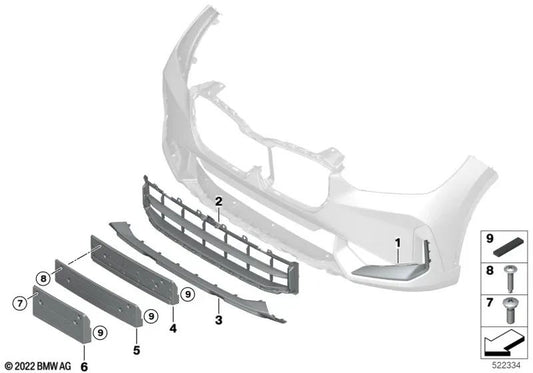 Embellecedor delantero izquierdo para BMW X1 U11, U12 (OEM 51115A2C847). Original BMW