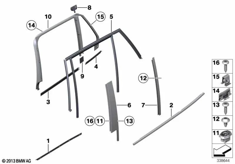 Sellado del canal trasero interior izquierdo para BMW E84 (OEM 51352990323). Original BMW