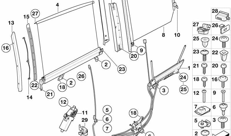 Motor para cortinilla parasol lateral OEM 67658381524 para BMW Serie 7 (E65, E66). Original BMW