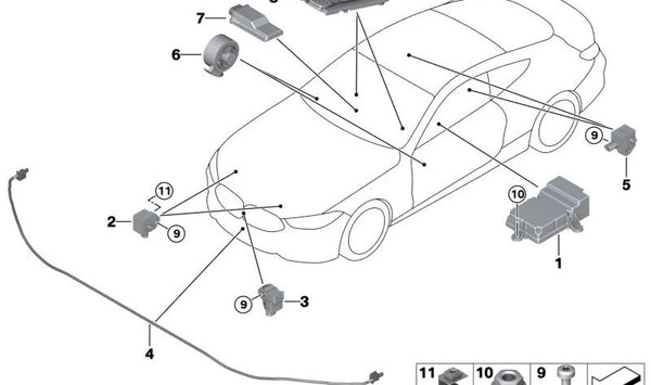 Sensor de ocupación del asiento OEM 65779501001 para BMW G80, G81, G82, G83, F91, F92, F93. Original BMW.