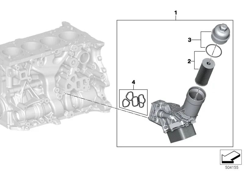 Tapa del filtro de aceite para BMW Serie 2 F22N, F23N, G42, Serie 3 G20, G21, G28, Serie 4 G22, G23, G26, Serie 5 G30, G31, Serie 6 G32, Serie 7 G11N, X3 G01, X4 G02, X5 G05, G18, X6 G06, Z4 G29 (OEM 11428595438). Original BMW.