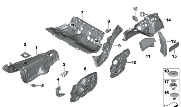 Aislamiento acústico maletero izquierdo para BMW Serie 4 G26, G26N (OEM 51487489849). Original BMW