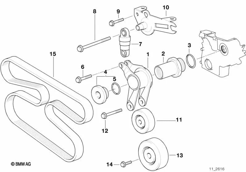 Poly-V belt for BMW 3 Series E36 (OEM 11287636370). Genuine BMW