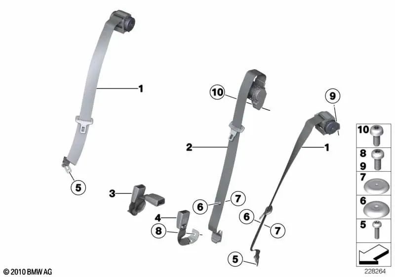 Zentraler hinterer Gürtel für BMW E84 (OEM 72112993603). Original BMW.