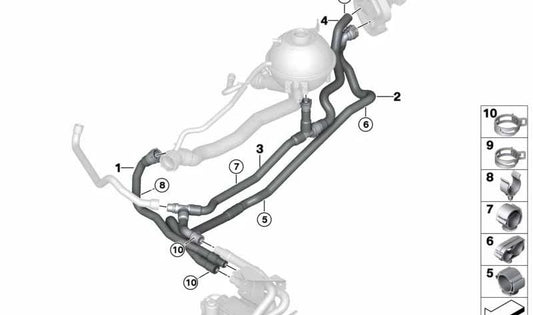 Manguera de Refrigerante de Retorno para BMW F25, F26 (OEM 64219305621). Original BMW