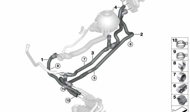 Manguera de refrigerante para BMW F25, F26 (OEM 64219305622). Original BMW