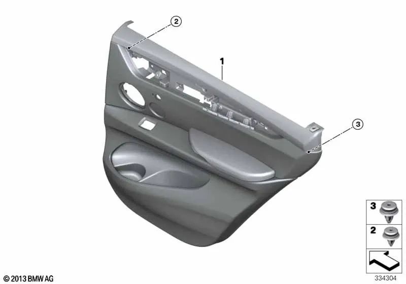 Revestimiento de Puerta de Cuero Trasero Izquierdo para BMW F15 (OEM 51427370053). Original BMW.