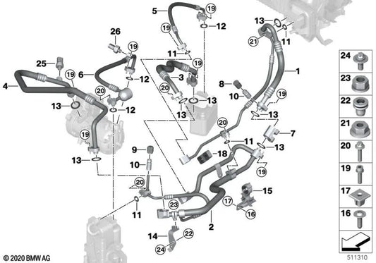 Conducción de presión para BMW Serie 3 E46, E90, F30 (OEM 64539495635). Original BMW