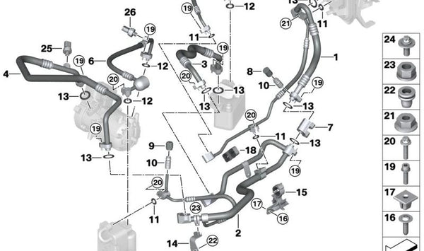 Tubo de Succión Compresor-Intercambiador de Calor para BMW X3 G08E, G08F (OEM 64535A3DAA9). Original BMW