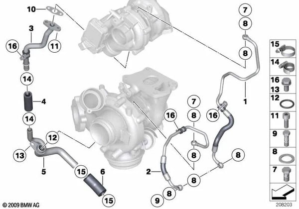 Tubo de retorno para BMW F30, F31, F34, F32, F33, F36, F07, F10, F11, F06, F12, F13, F01, F25, F26, E70N, F15, E71, F16 (OEM 11427800618). Original BMW